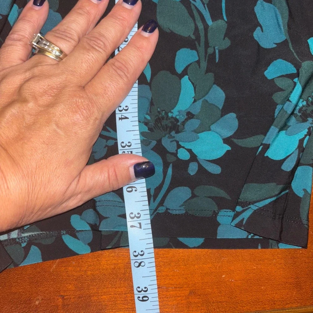 Tommy Hilfiger | Women's 16 | Floral‎ Print 3/4 Sleeve Ruffle Cuff | Cypress - Picture 11 of 12